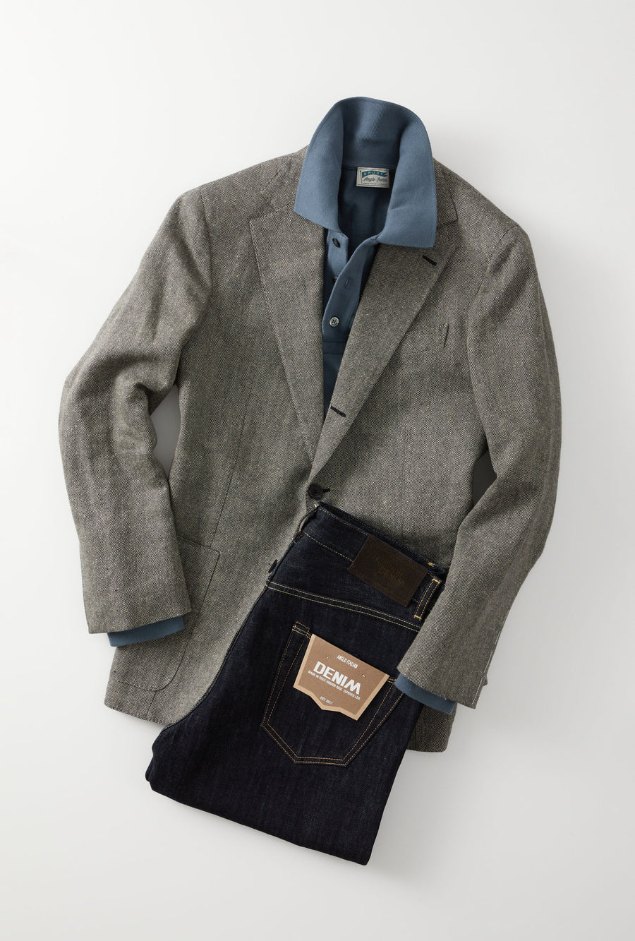 Sport Jacket Linen Cotton Silk Ecru Black Herringbone