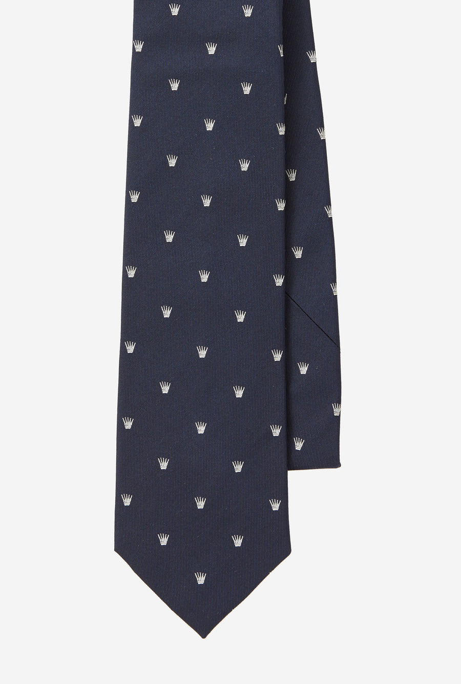 Silk Tie Navy Crown Motif