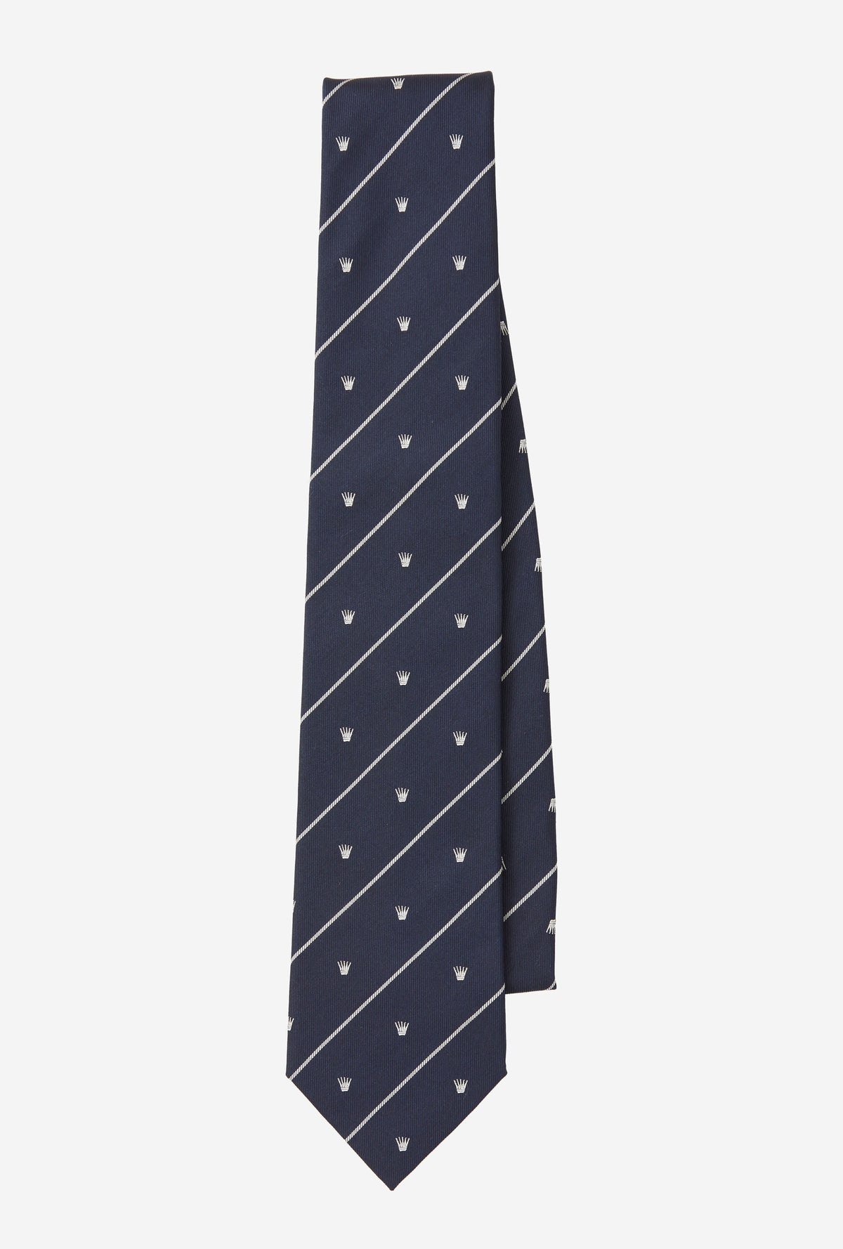 Silk Tie Navy Stripe Crown Motif
