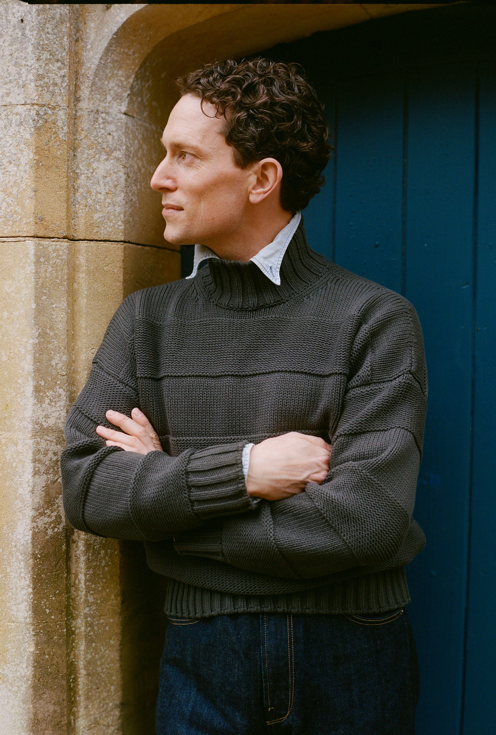 Mockneck Heavy Cotton Steel Stripe