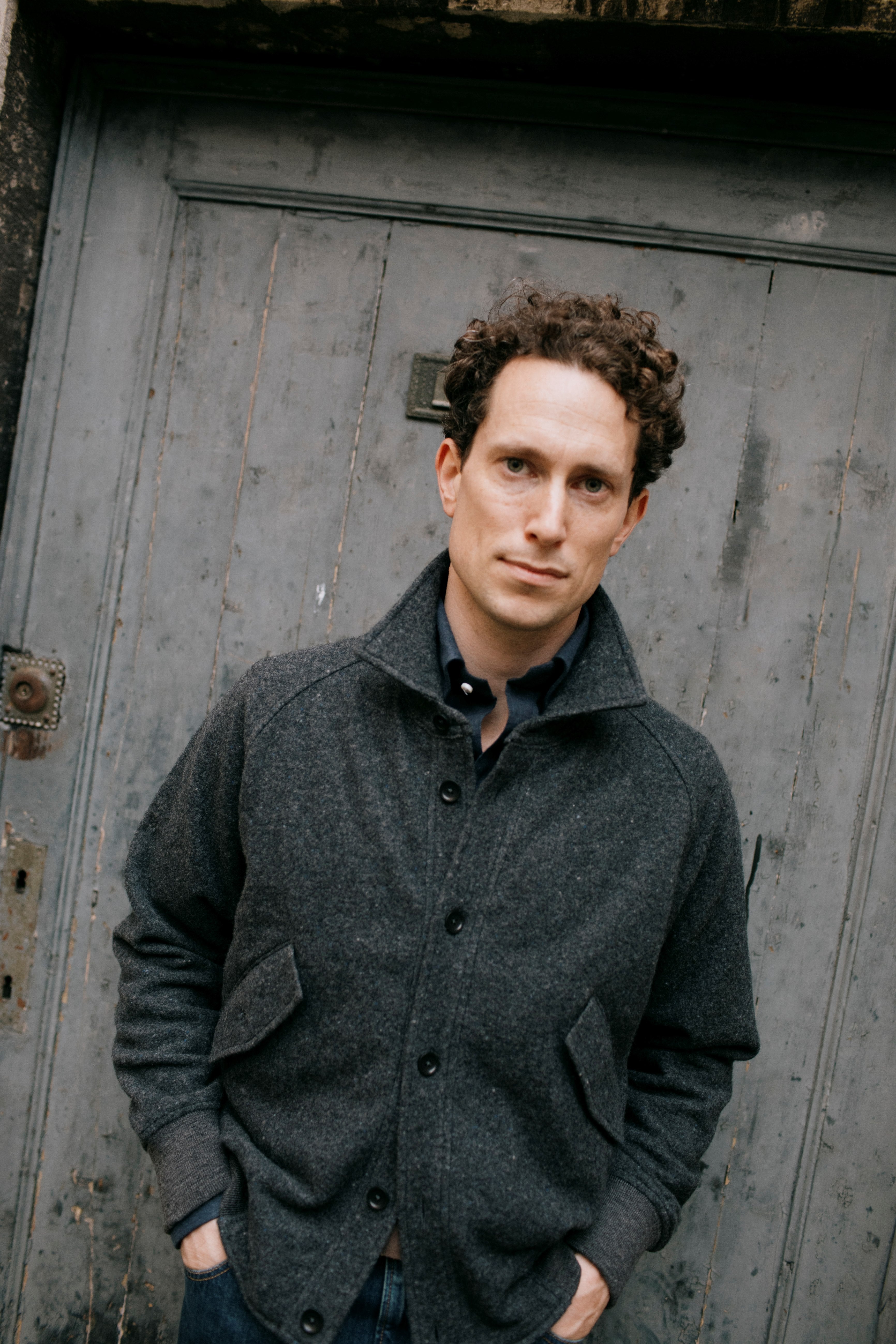 Knitted Bomber Wool Donegal Charcoal