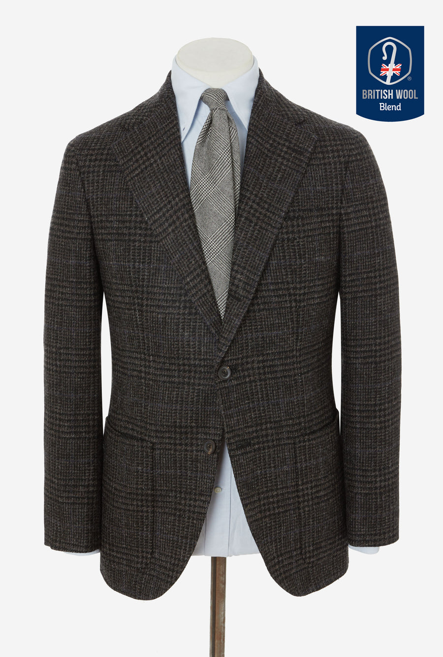 Sport Jacket Wool Dark Brown Glen Plaid