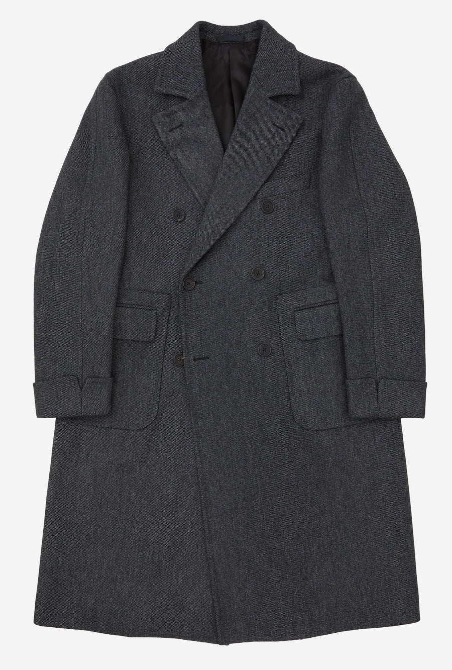Double Breasted Martingala Coat Charcoal Melange