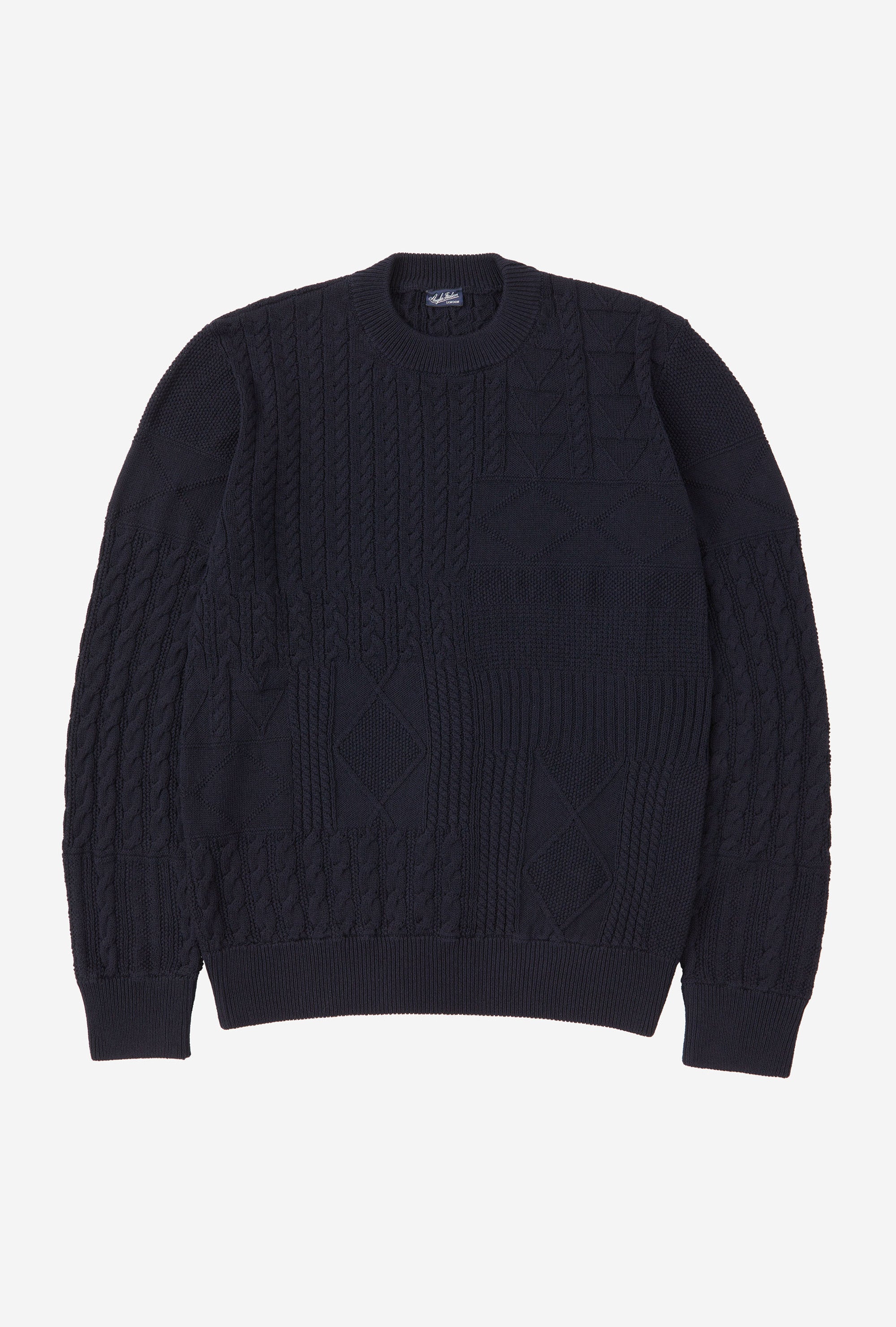 Crewneck Heavy Cotton Navy Patchwork