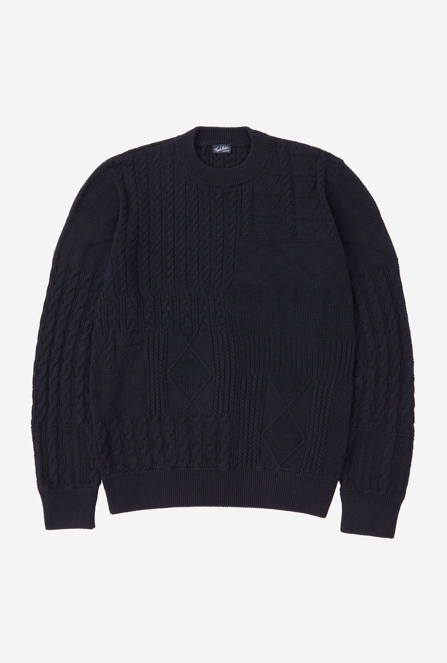 Crewneck Heavy Cotton Navy Patchwork